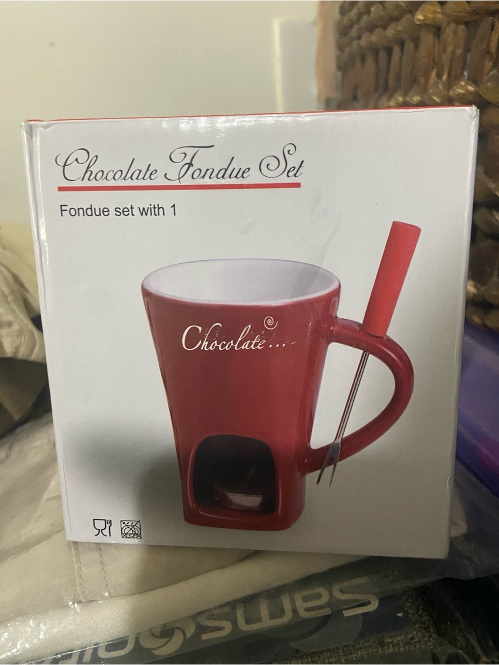 Chocolate Fondue Mug with Fork Chocolate Fondue Mug with Fork Brown